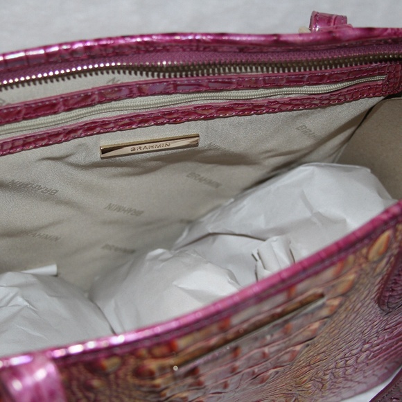 NWT Brahmin Medium Asher Tote Bag Leather Purse Grapefruit Ombre - Picture 6 of 7